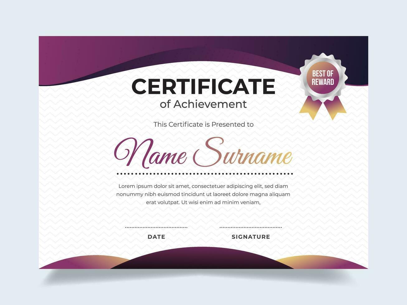 Wave gradient certificate design template. Suitable for employee appreciation to the company vector