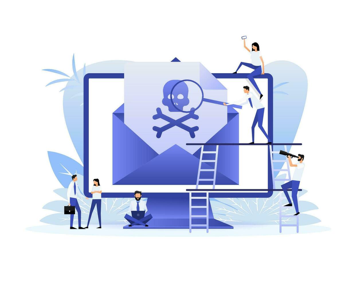 Virus message in flat style. Vector design. Flat style characters. Vector graphic.