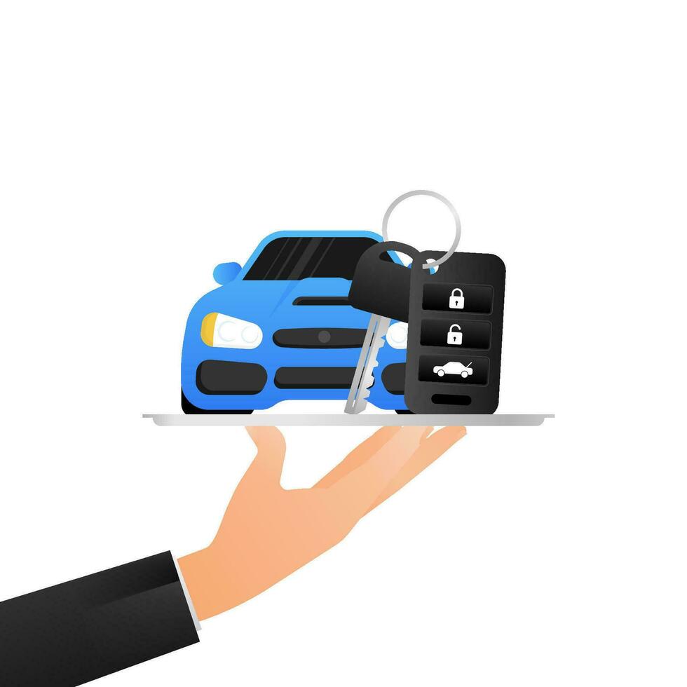 Auto key, great design for any purposes. Blue background. White background. Vector icon
