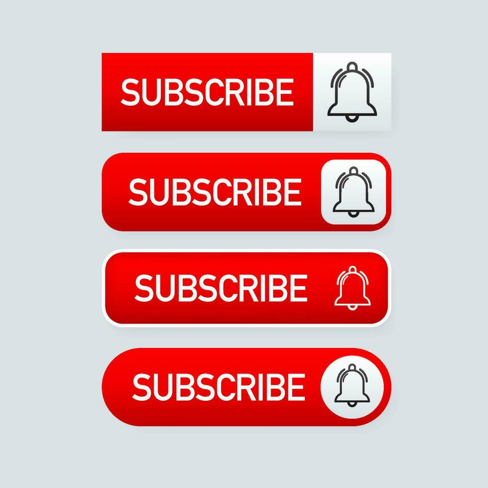 Red rounded subscribe button on white background vector