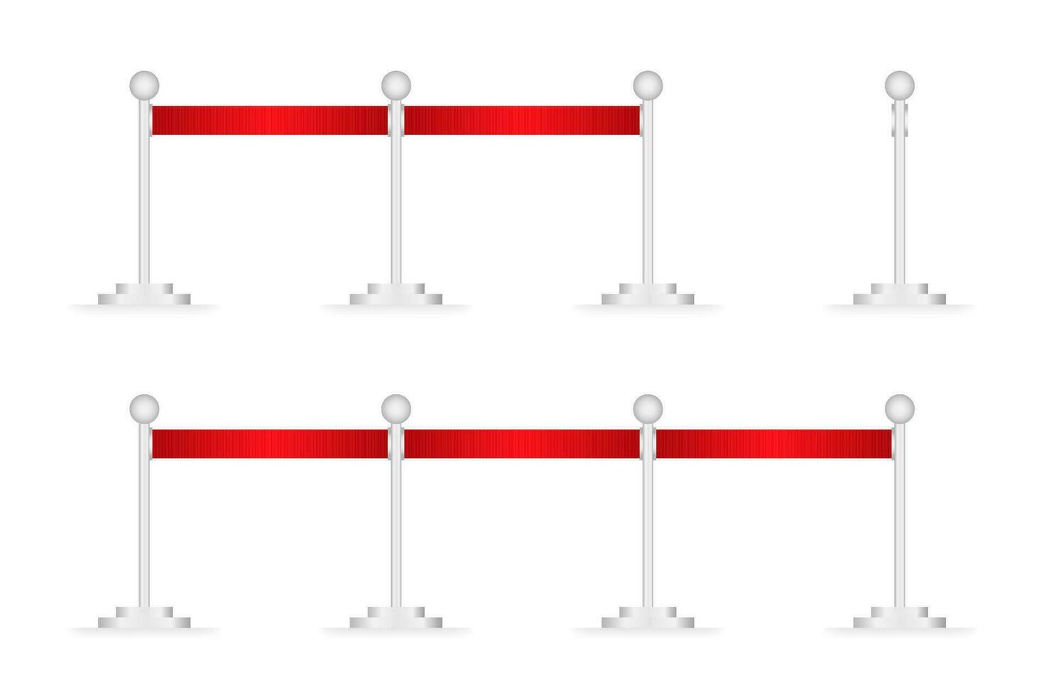 Red carpet and golden barriers. VIP event, luxury celebration. Vector stock illustration.