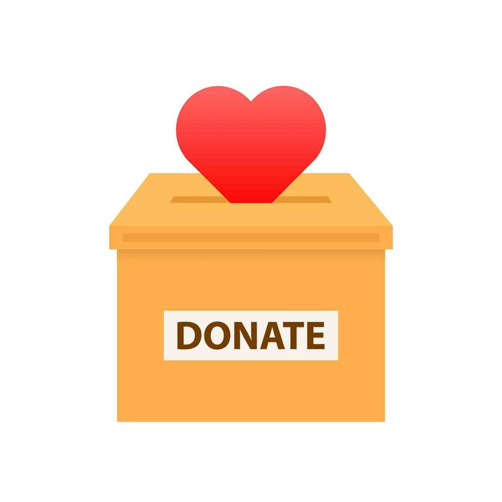 Charity, volunteering and donating. Box for donation. Donate, giving money vector