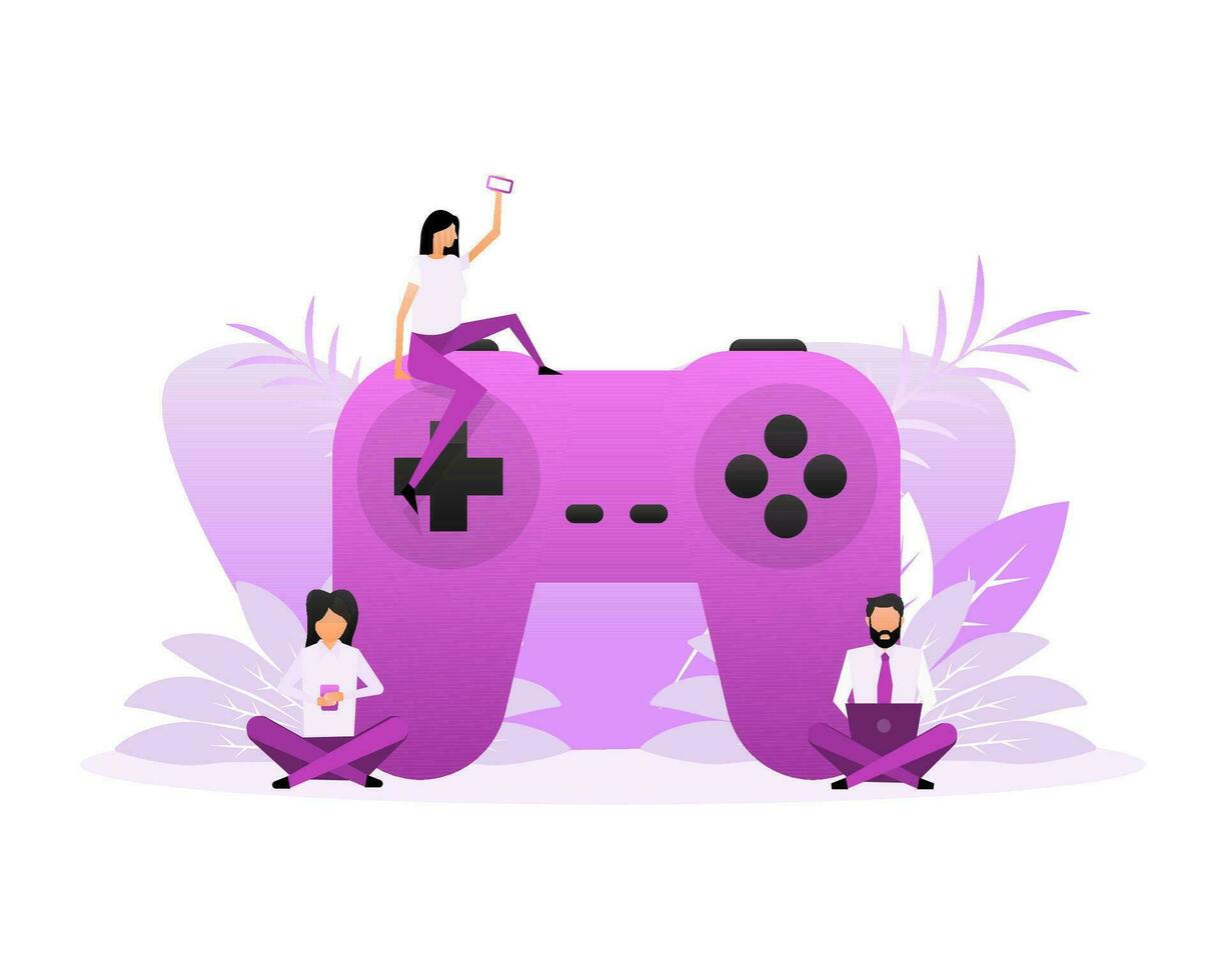 Flat joystick people for computer game design. Flat vector illustration