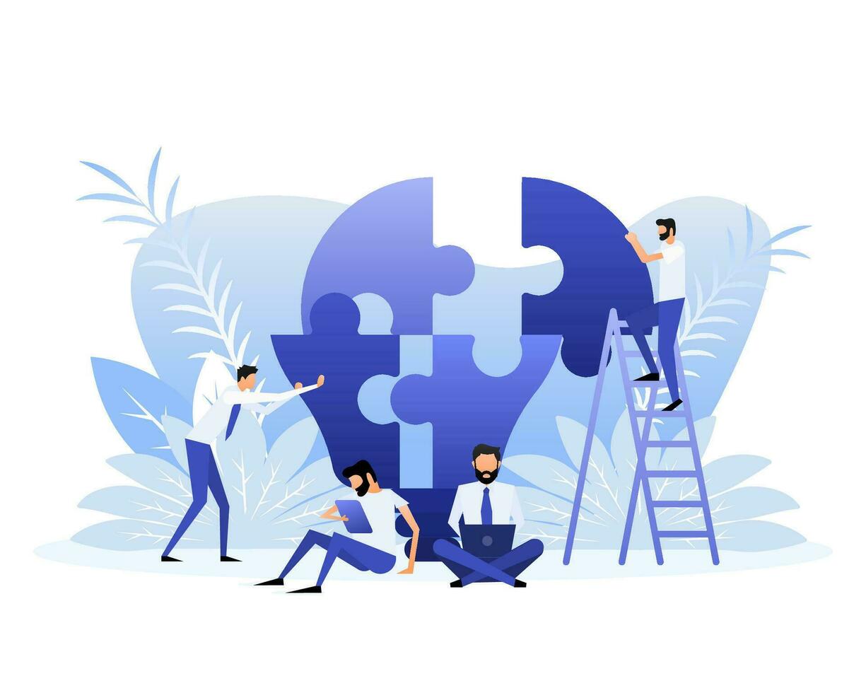 Puzzle people, great design for any purposes. Isometric vector illustration