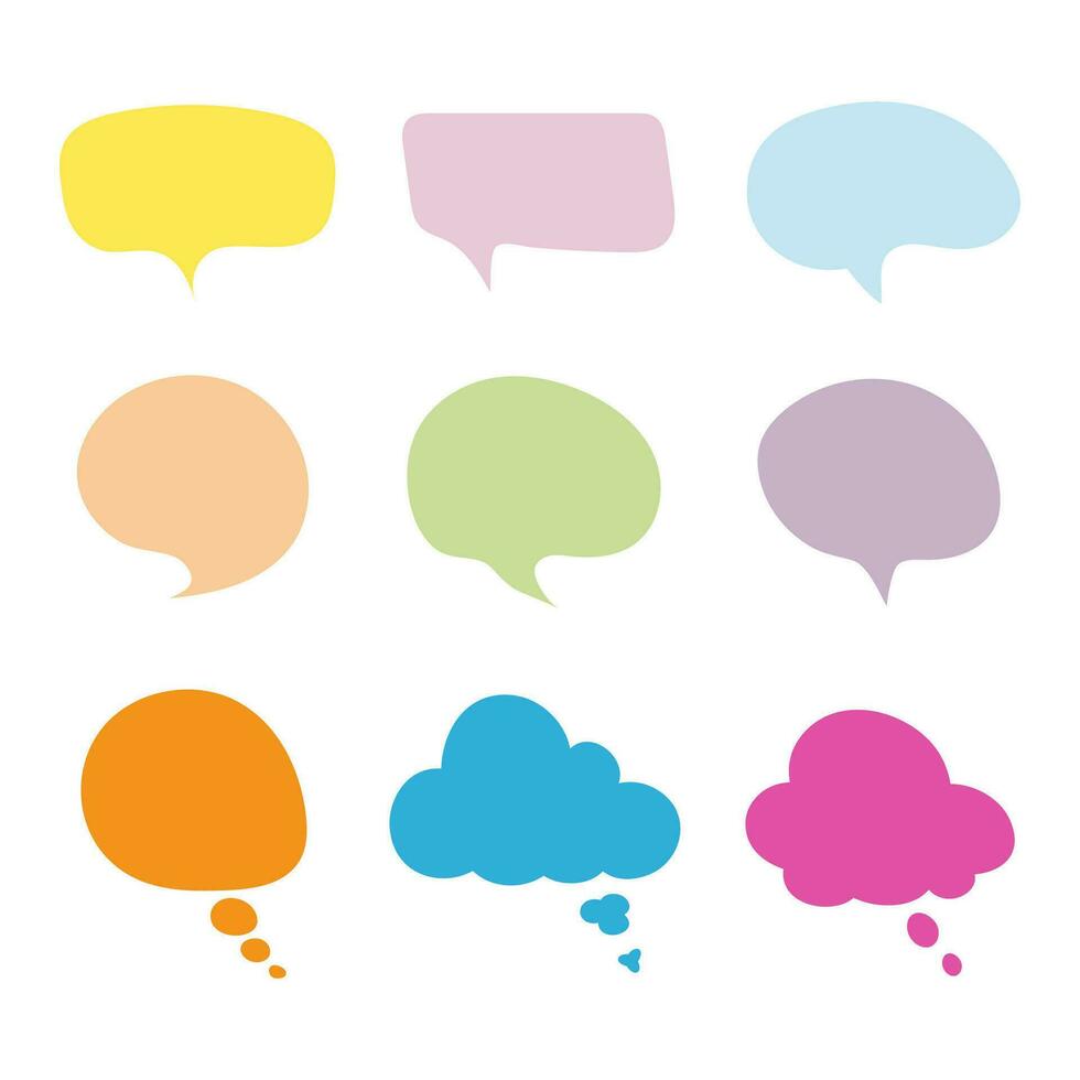 Vector bubbles speech set pastel color. hand drawn.