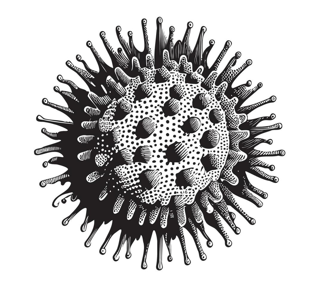Coronovirus one hand drawn sketch Vector illustration in doodle style