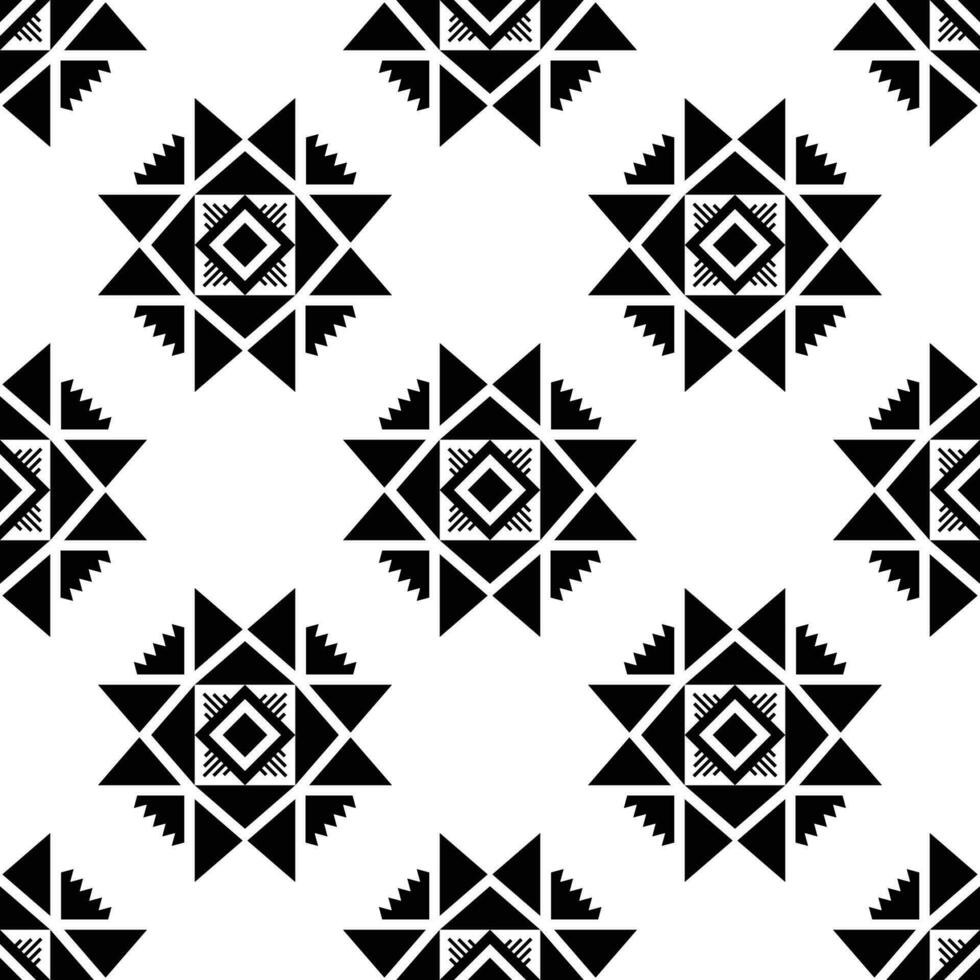 Ethnic geometric art for printing. Seamless abstract repeat pattern. Aztec and Navajo tribal style. Black and white colors. Design for textile, template, fabric, shirt, rug, decorative, background. vector