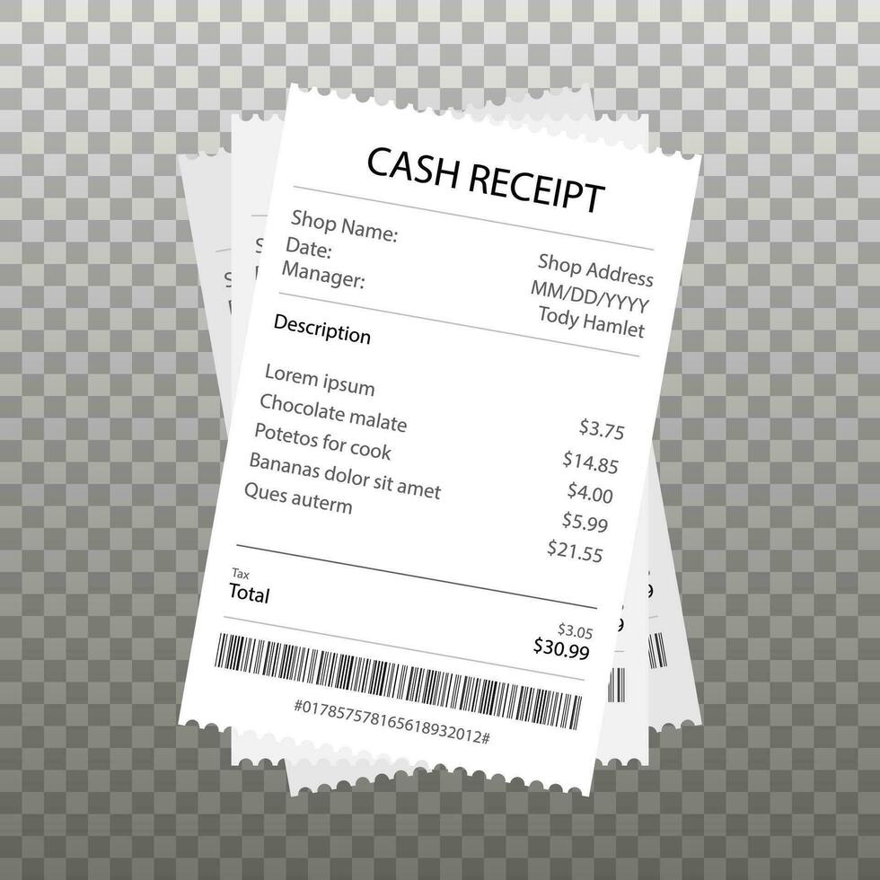 Receipt icon in a flat style isolated. Invoice sign. Vector illustration.