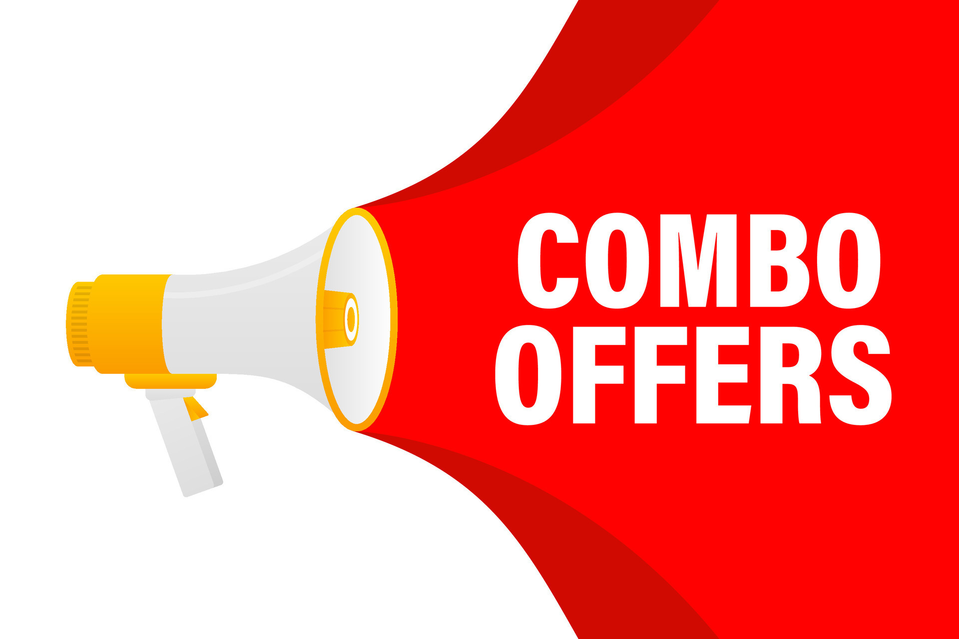 Combo offers megaphone red banner in 3D style on white background. Vector  illustration. 27671279 Vector Art at Vecteezy