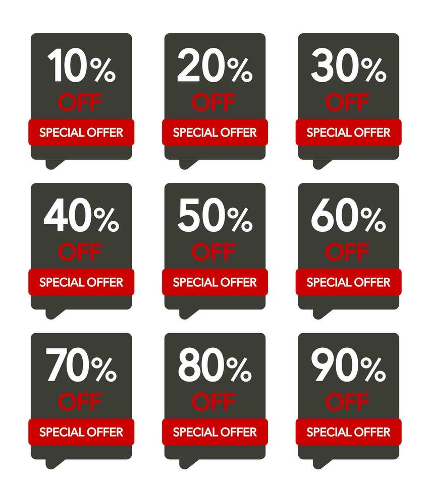 Trendy flat advertising with red discount flat badge for promo design. Poster badge. Business design. Vector illustration.
