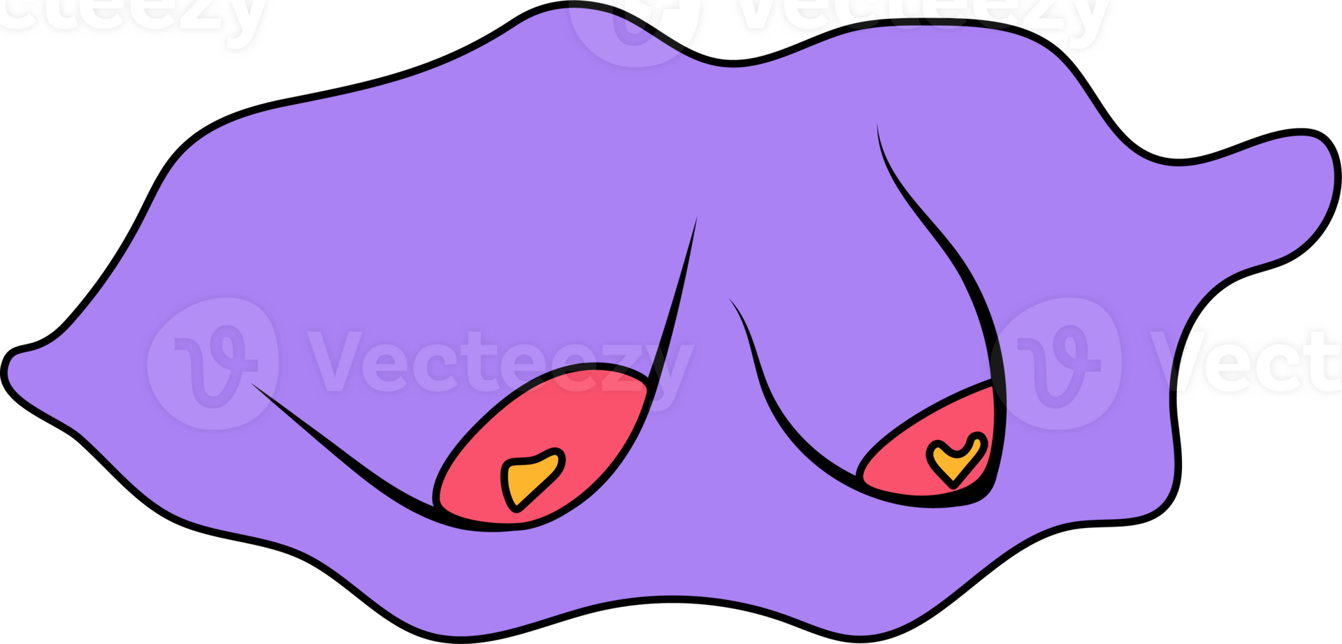 Hand drawn woman breast. Colorful illustrations of breasts png