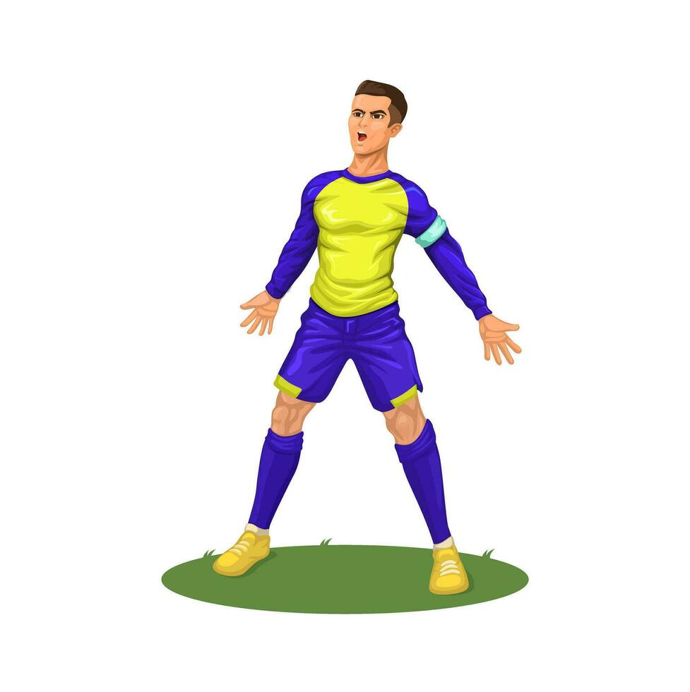 illustration Of Christiano Ronaldo Celebration Pose In Portugal National Soccer Team Character Cartoon Vector