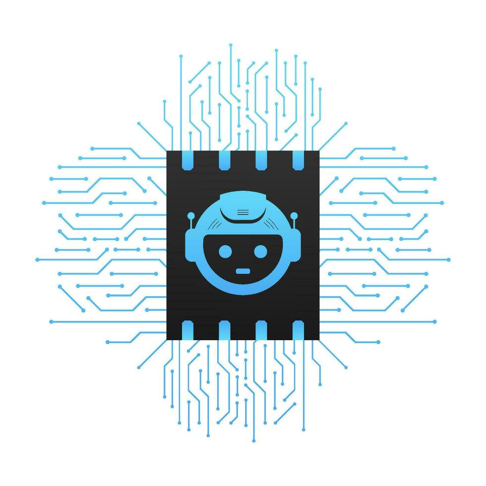 Flat illustration with blue bot. Customer support help service flat vector illustration