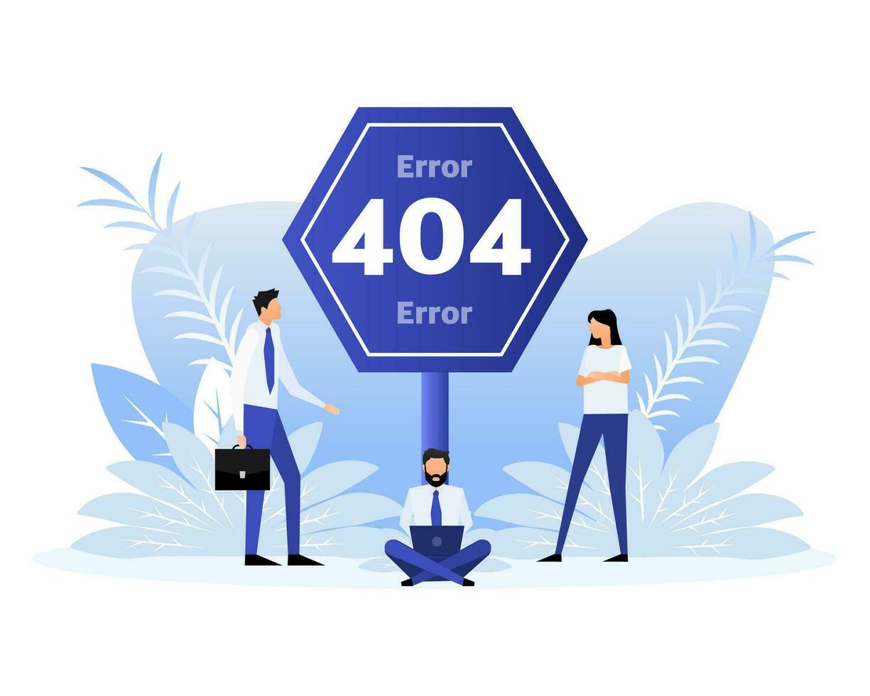404, great design for any purposes. Flat style people. Internet network vector