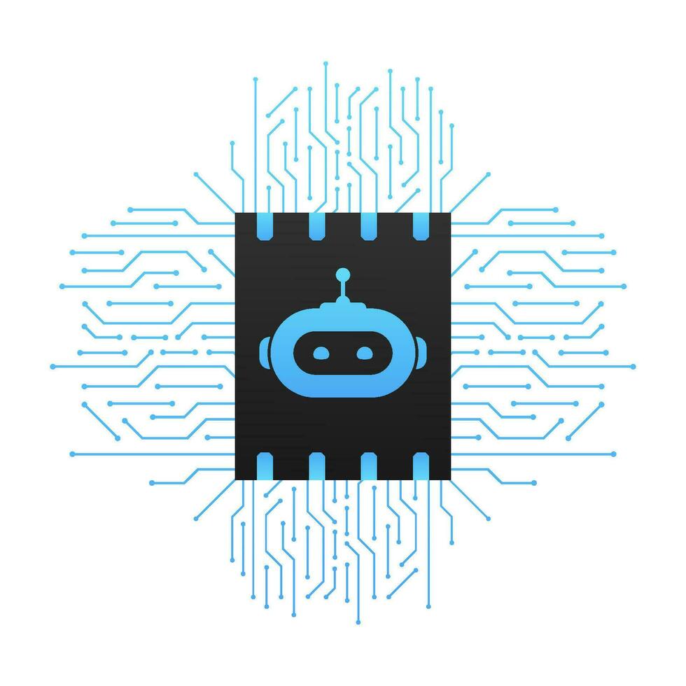 Flat illustration with blue bot. Customer support help service flat vector illustration