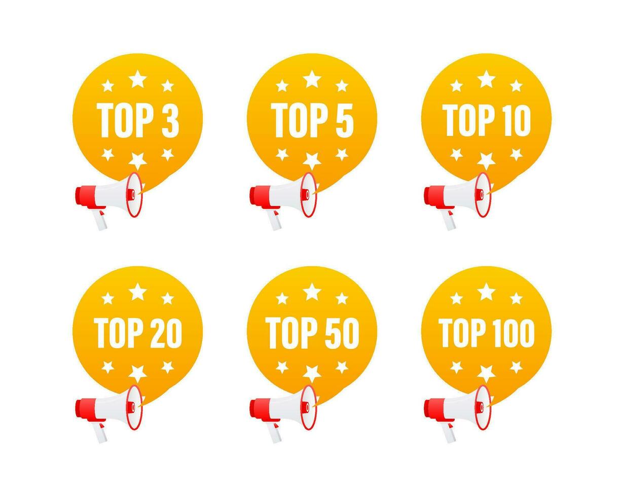 TOP banner. Chart leader rating. Top 3 5 10 20 100 vector