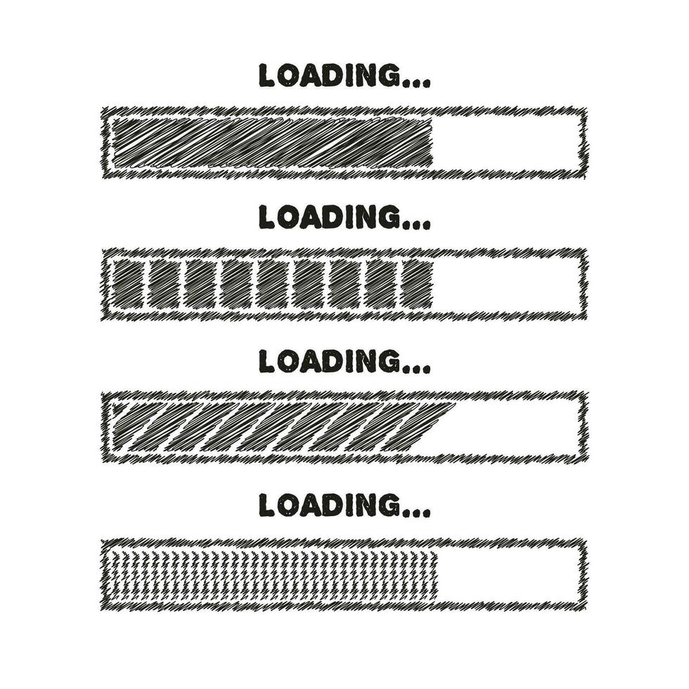 Vector progress loading bar set. Process indicator.