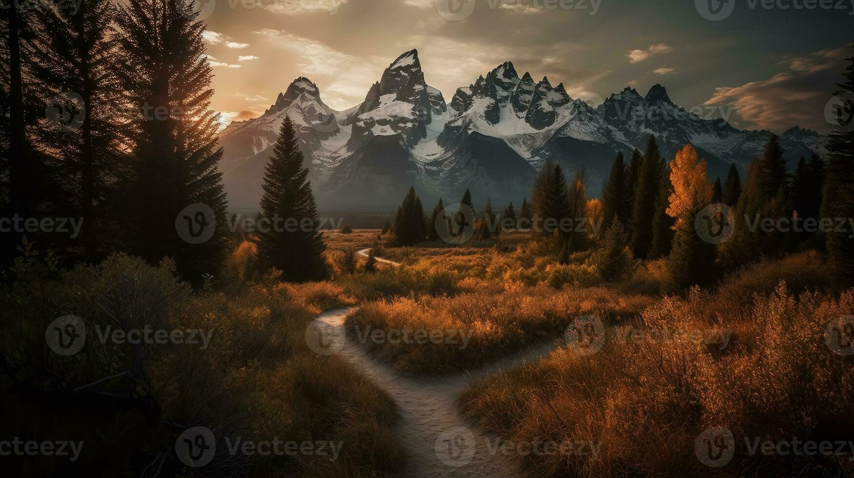 mountain landscape Grand Teton National Park. ai generative photo