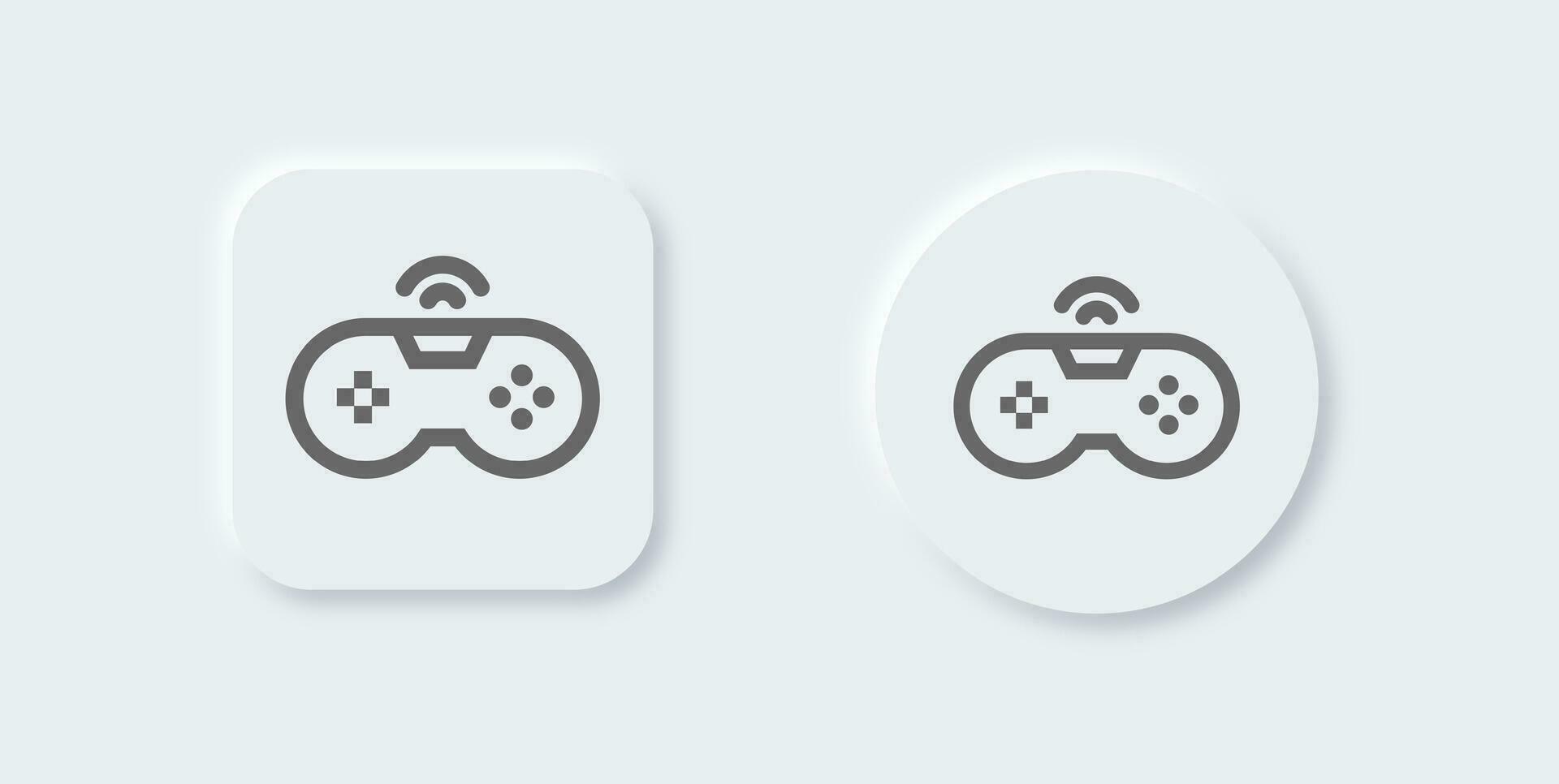 Game console line icon in neomorphic design style. Joystick signs vector illustration.