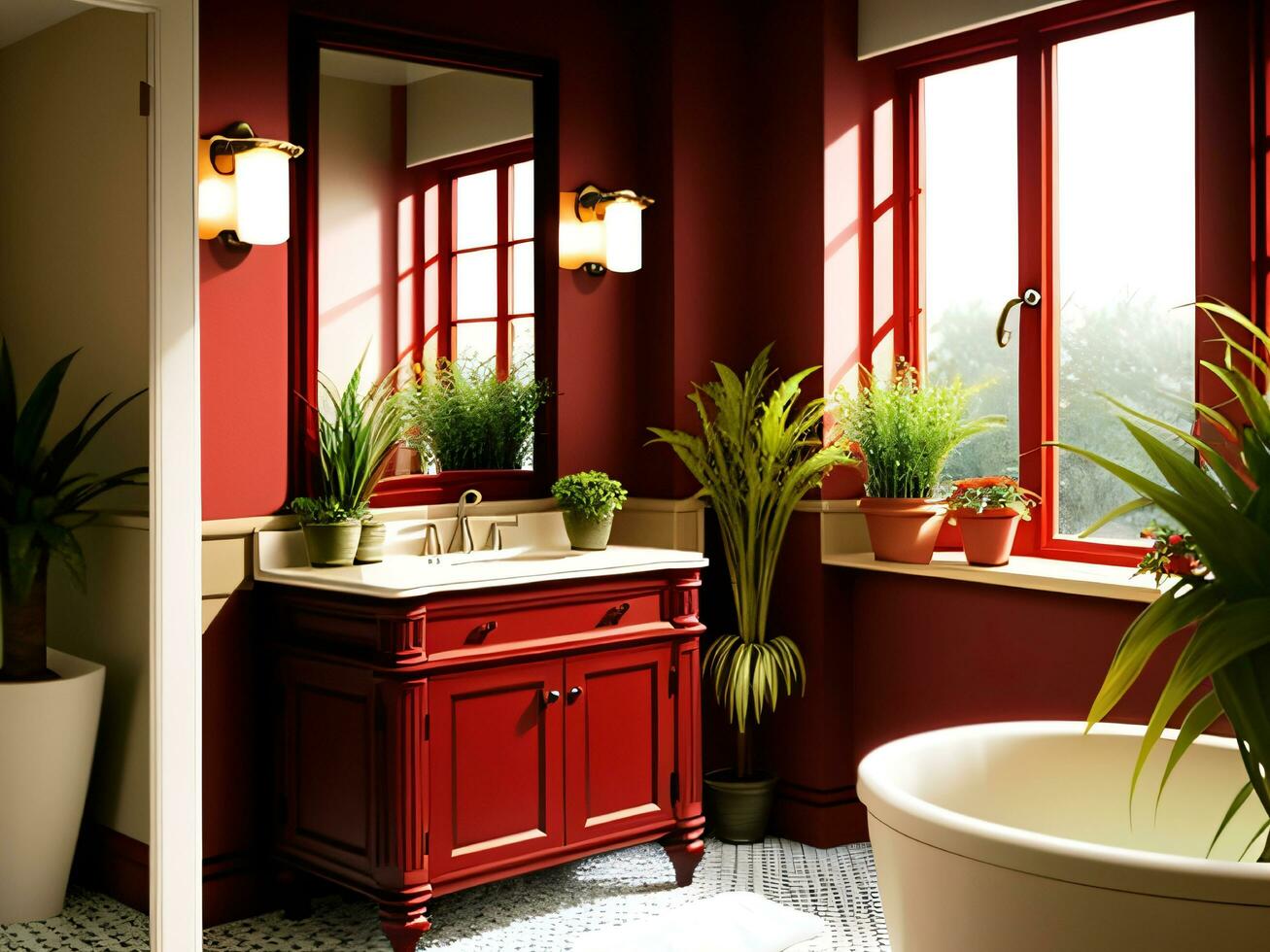 Bathroom interior design, generative AI photo