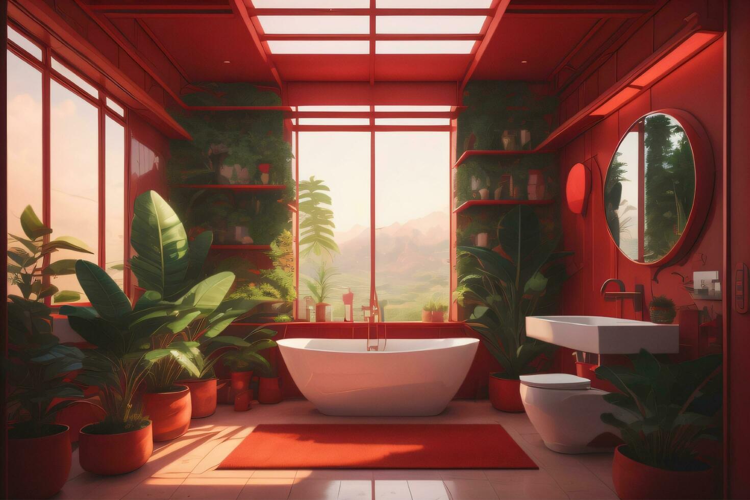 Bathroom interior design, generative AI photo