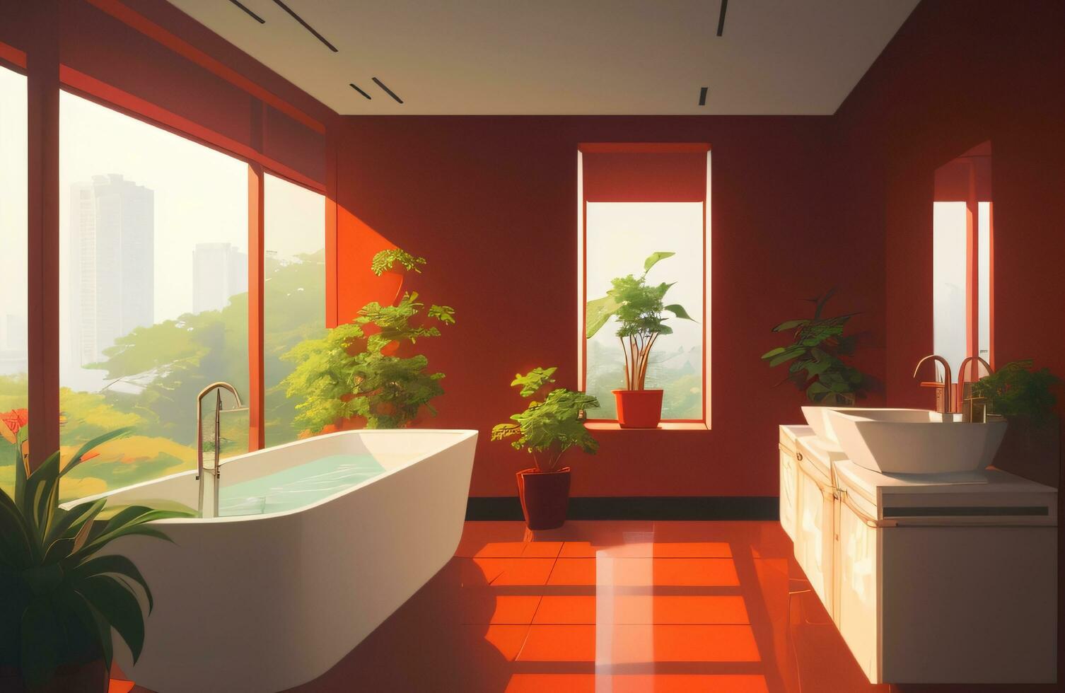 Bathroom interior design, generative AI photo