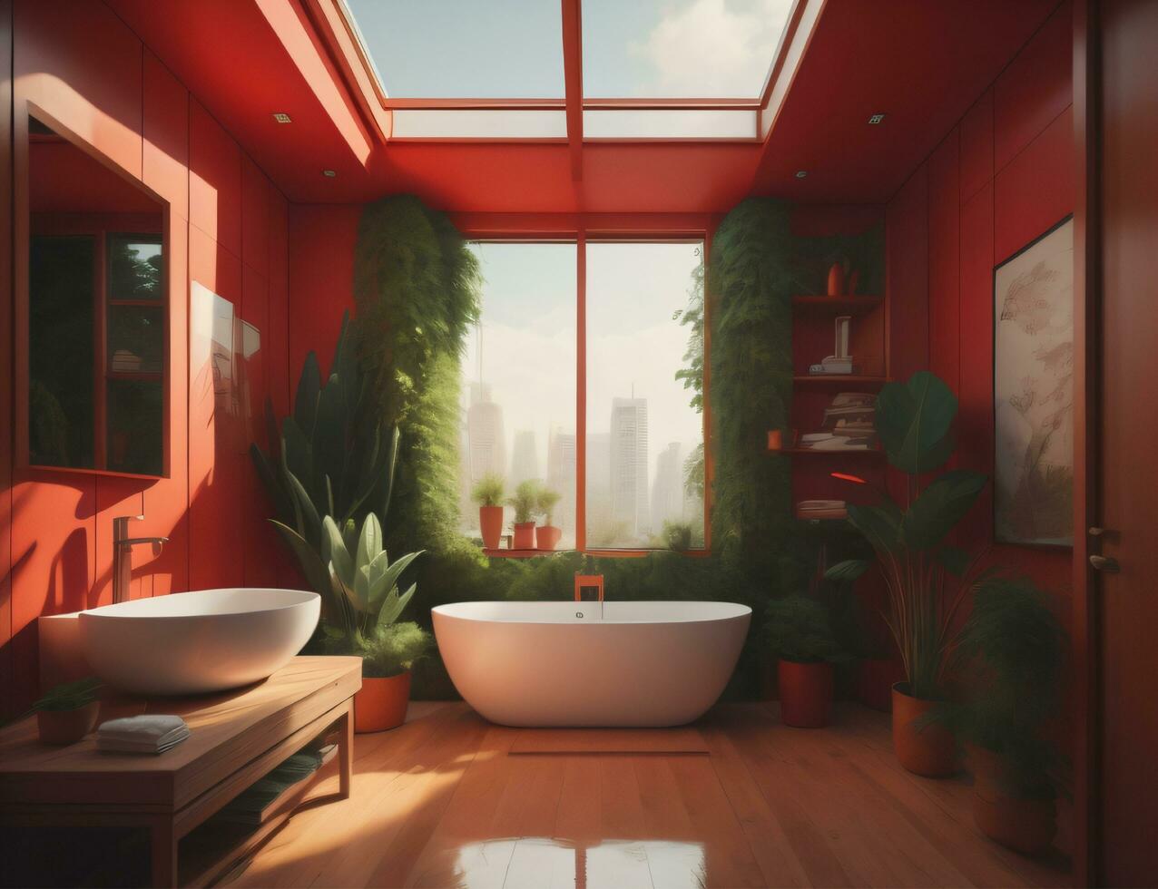 Bathroom interior design, generative AI photo