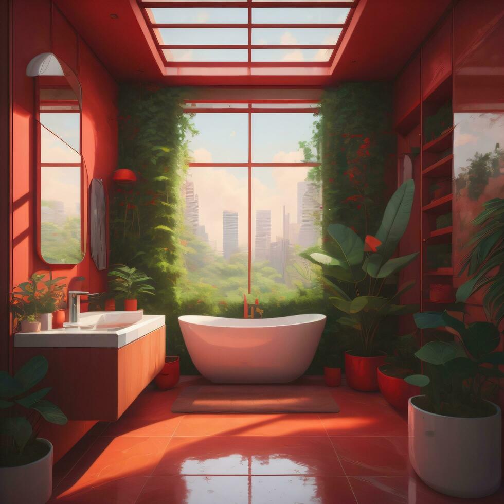 Bathroom interior design, generative AI photo