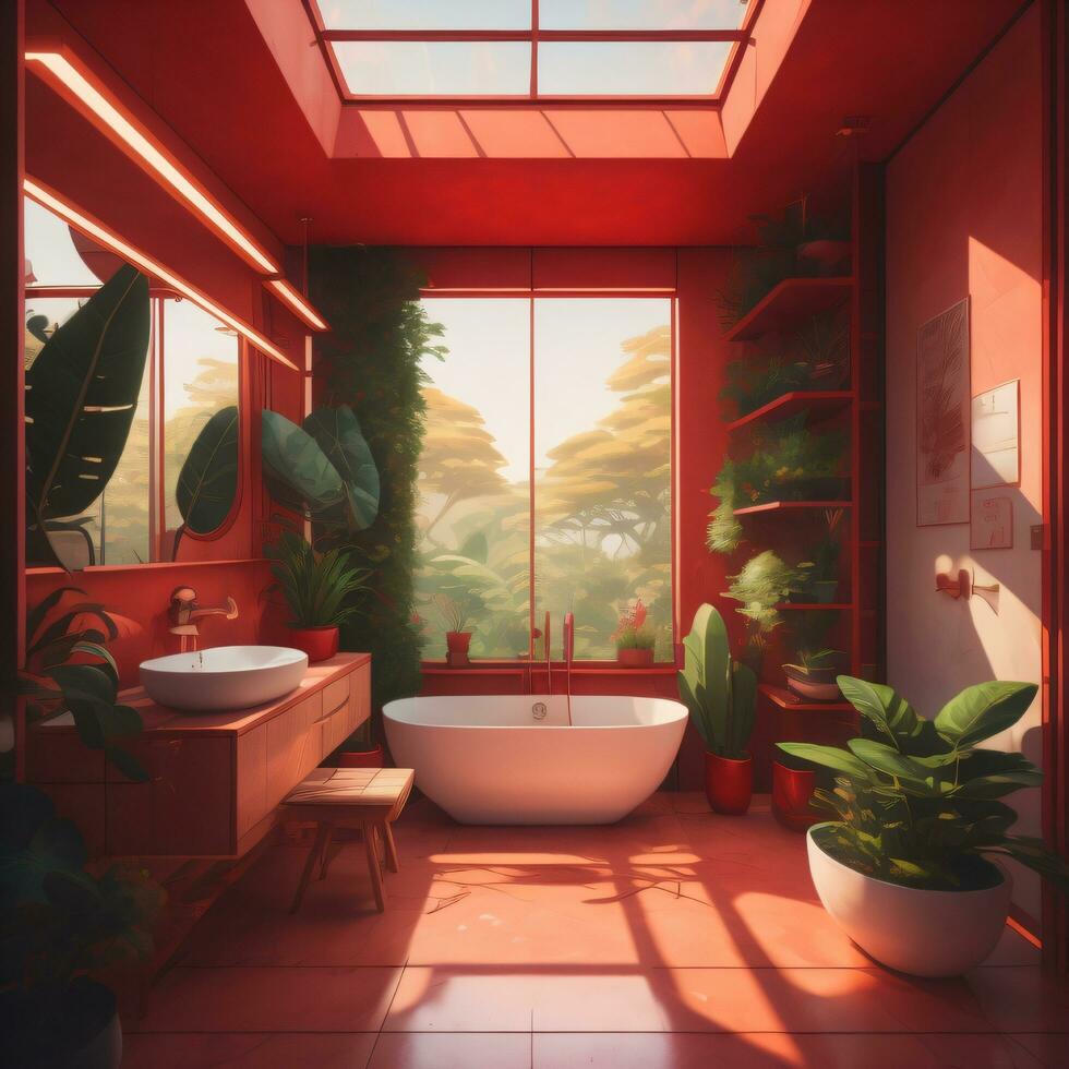 Bathroom interior design, generative AI photo