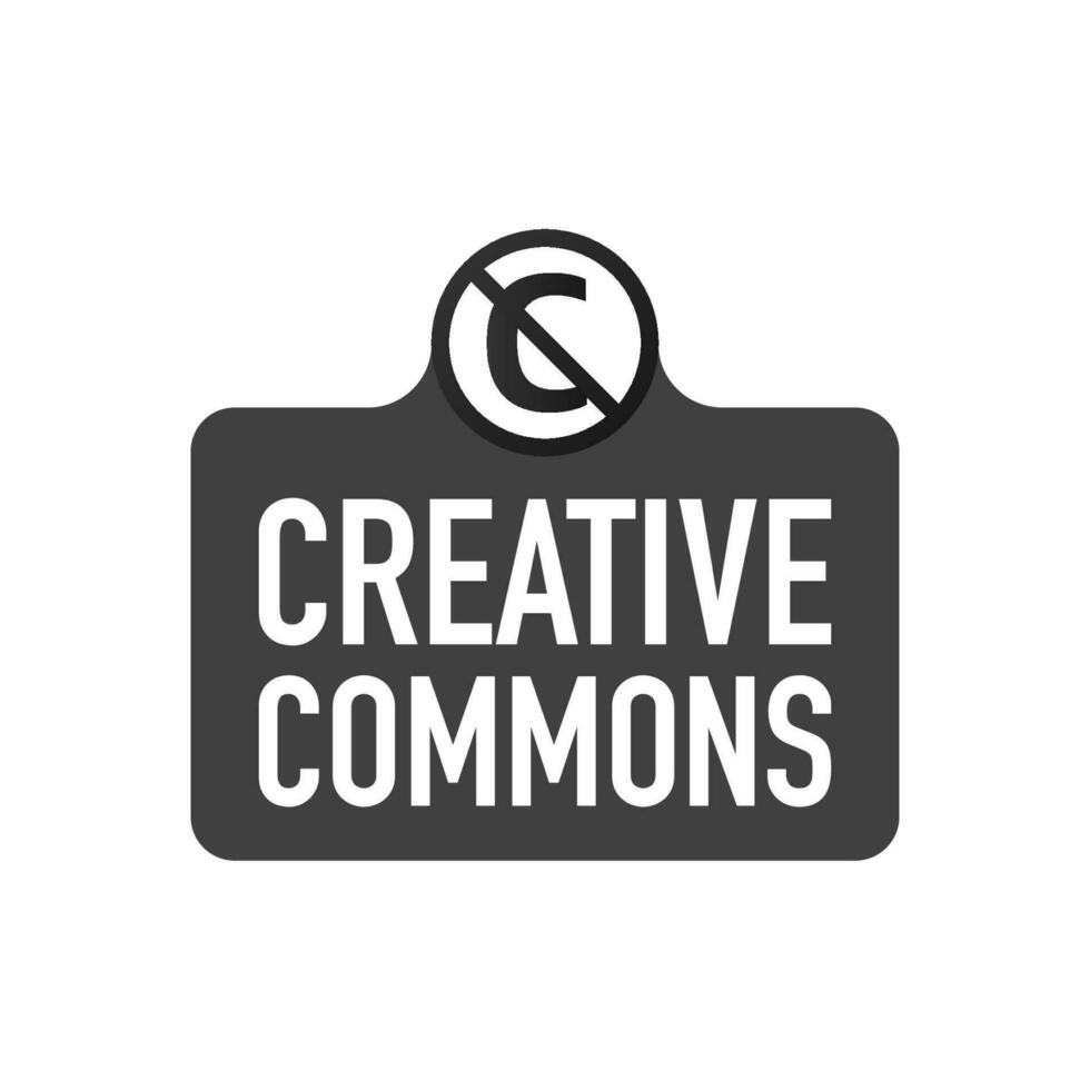Creative commons rights management sign with circular CC icon. Vector stock illustration.