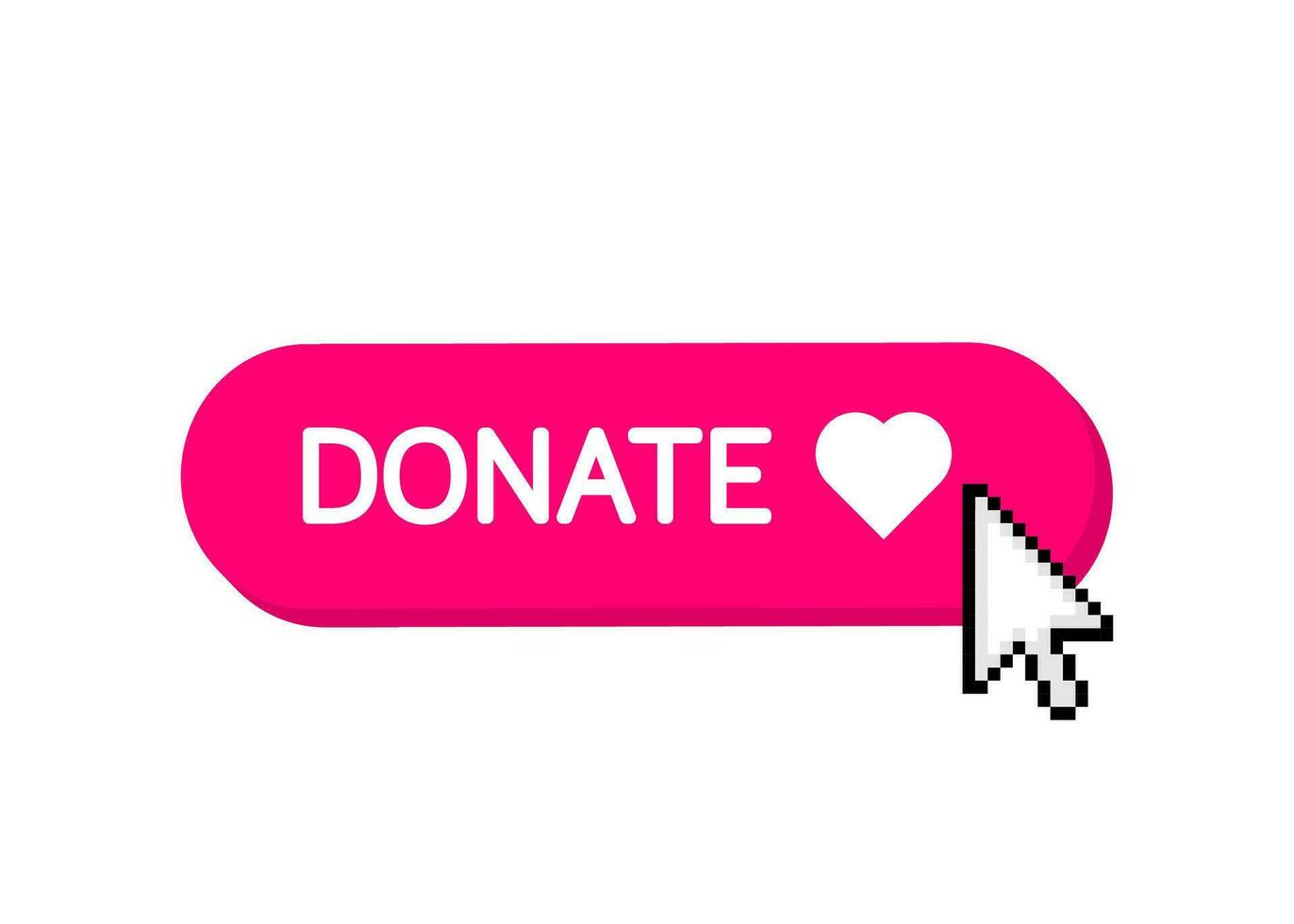 Donate heart red button in flat style. Vector flat illustration