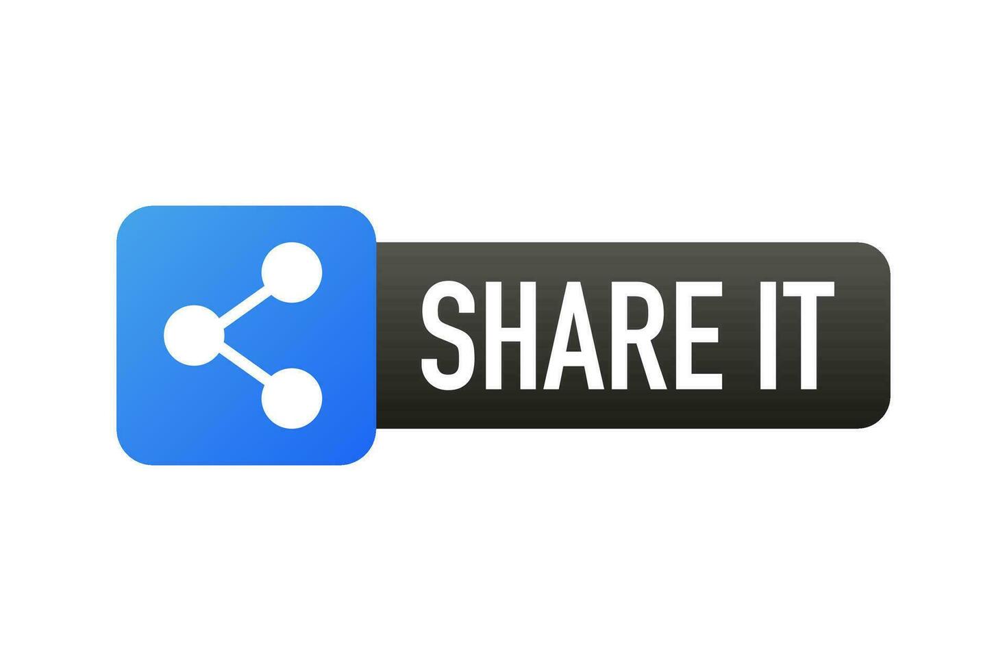 Share it blue and black banner. Flat label. Vector illustration.