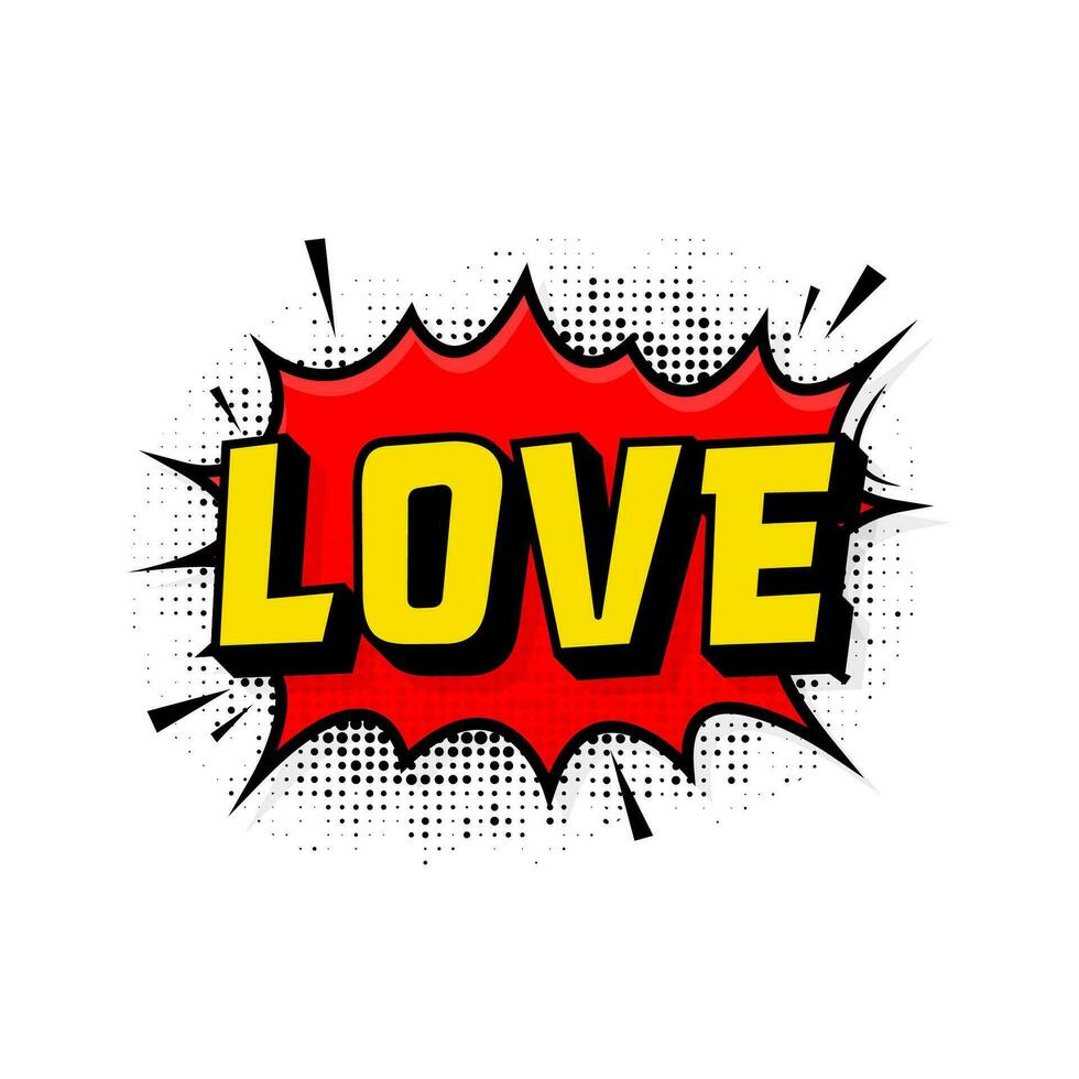 Love in vintage style. Cartoon style vector. Pop art. Vector text. Wow effect.
