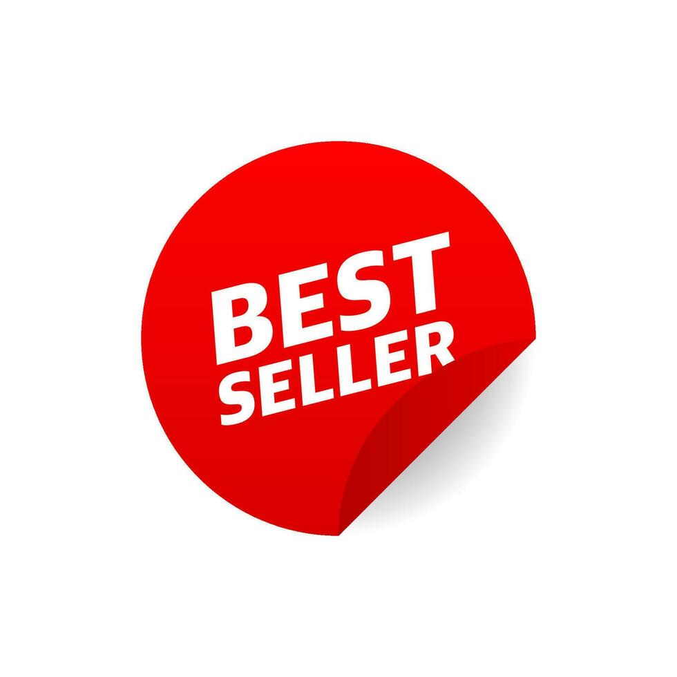 Vintage icon with red sticker best seller on white background for banner design. Vector illustration.