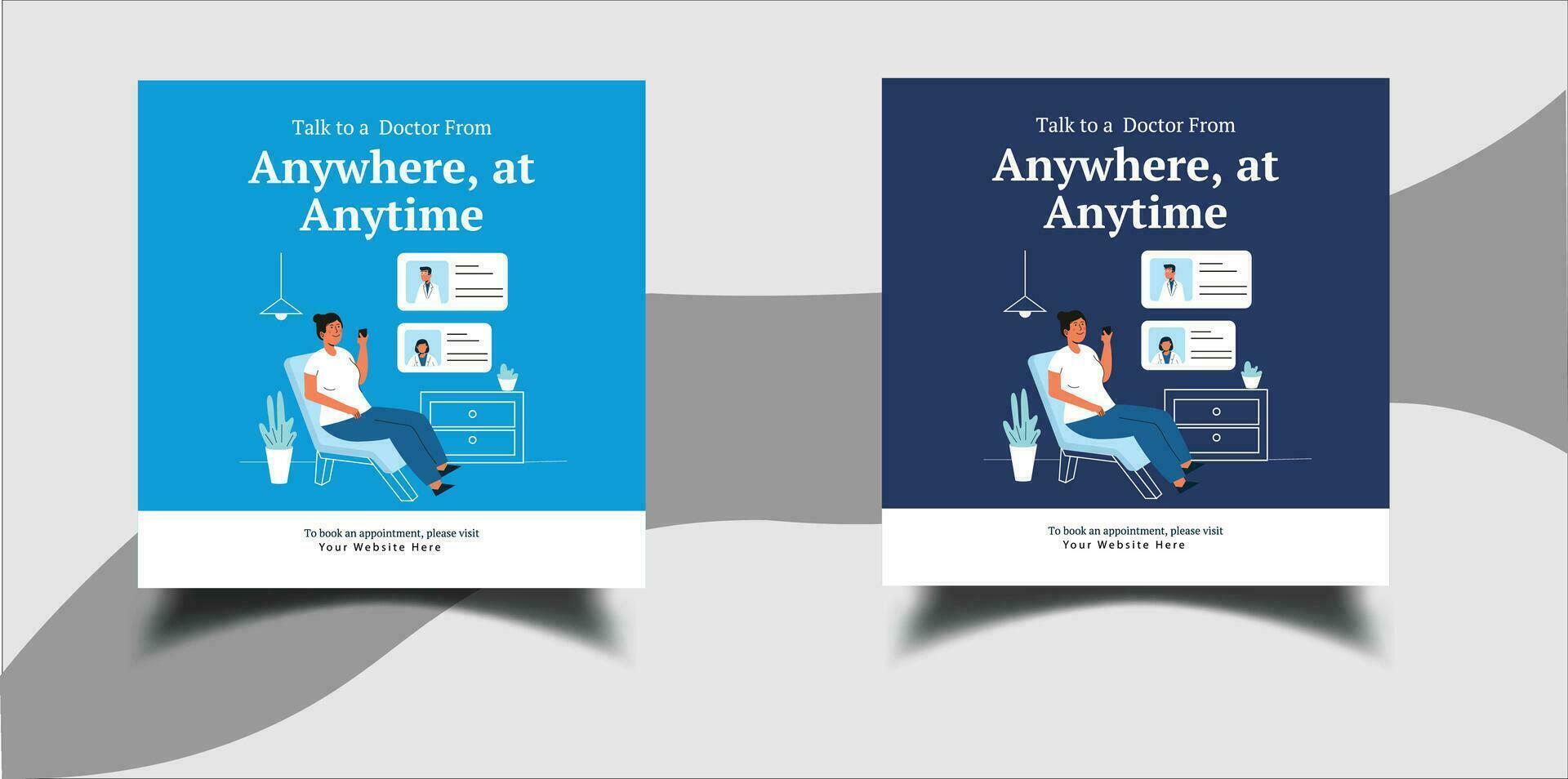 Anywhere at Any time Consultation Social media post design vector