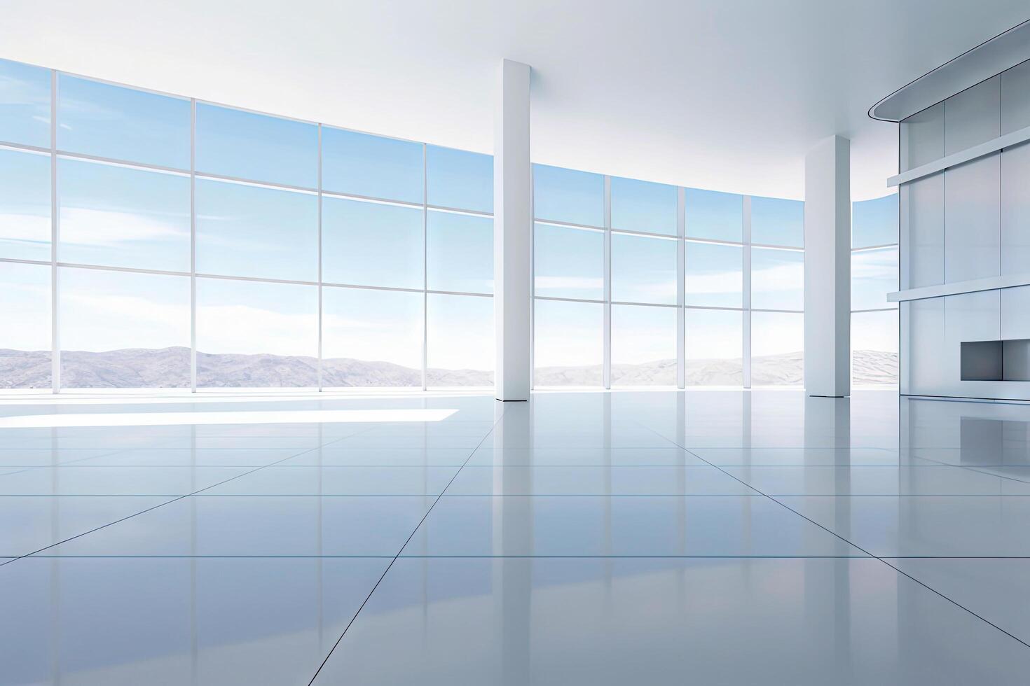 White minimal architecture building background empty wide space for mock up, concrete floor car park, cement garage design scene with copy space, with . photo