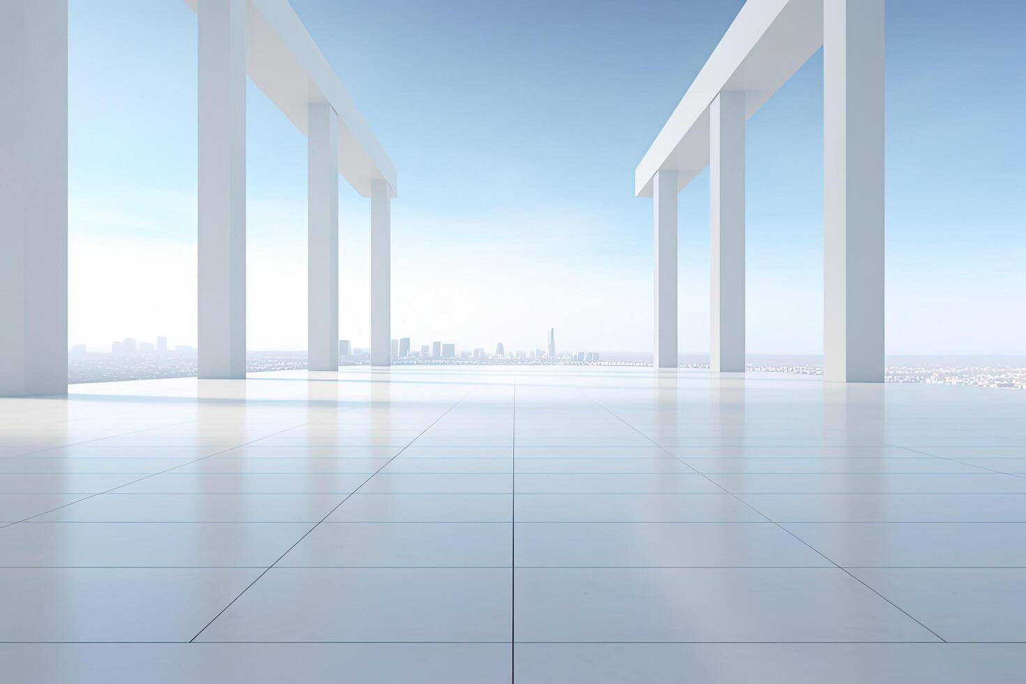 White minimal architecture building background empty wide space for mock up, concrete floor car park, cement garage design scene with copy space, with . photo