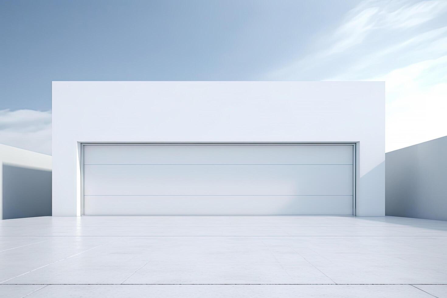 White minimal architecture building background empty wide space for mock up, concrete floor car park, cement garage design scene with copy space, with . photo