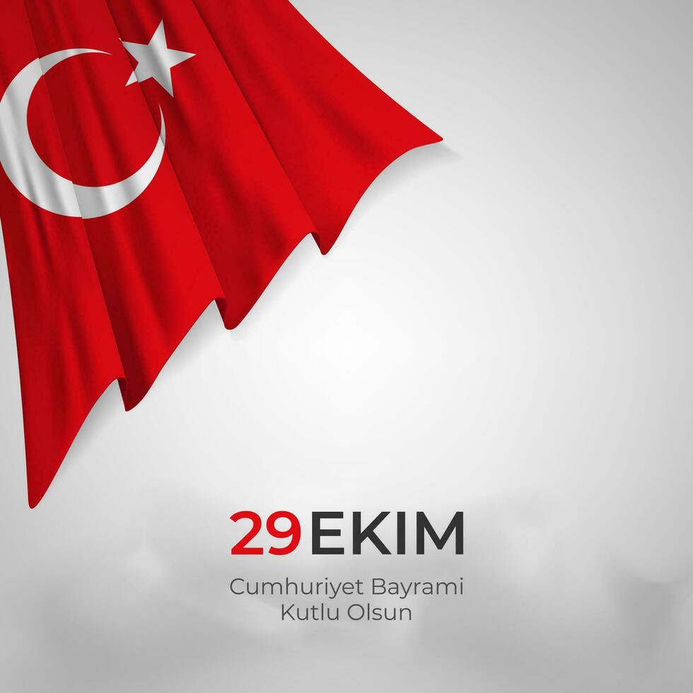 29 ekim cumhuriyet Bayrami kutlu olsun saludo con ondulado nacional bandera de Turquía vector