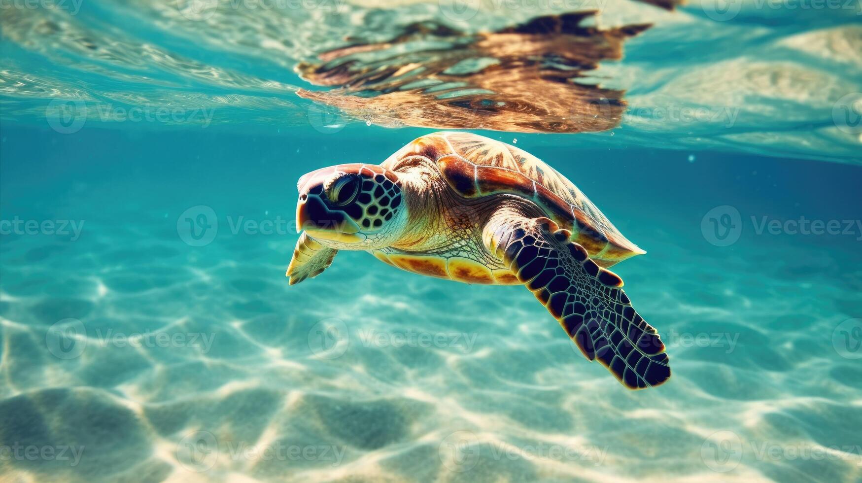 tortugas nadando debajo el mar ai generativo foto