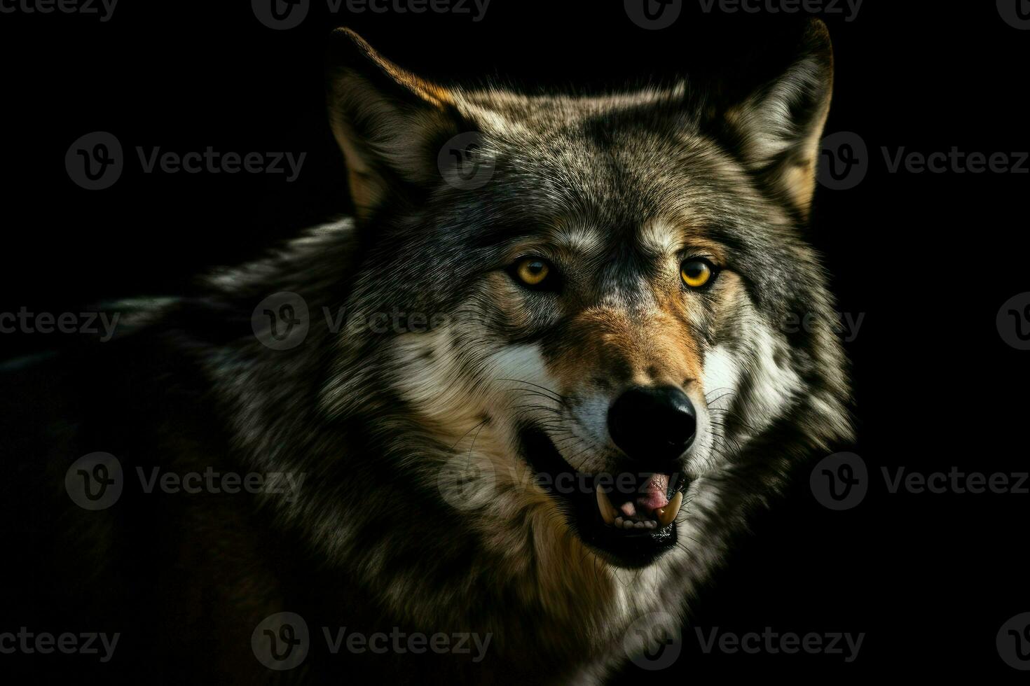 Brown wolf grins at the pack AI Generative photo