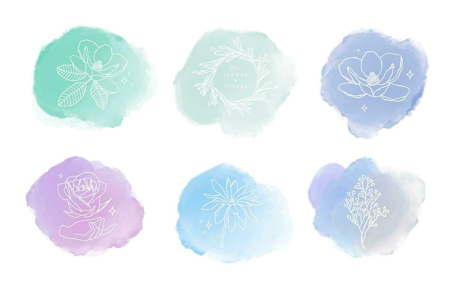 Watercolor circle brush with green, purple, blue for banner,background invitation vector