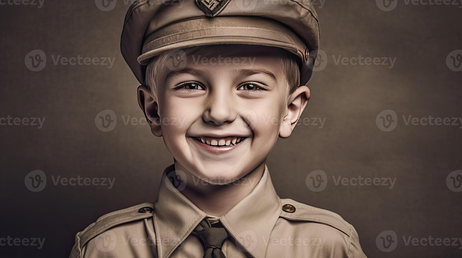 un chico en un explorar uniforme sonriente ai generativo foto