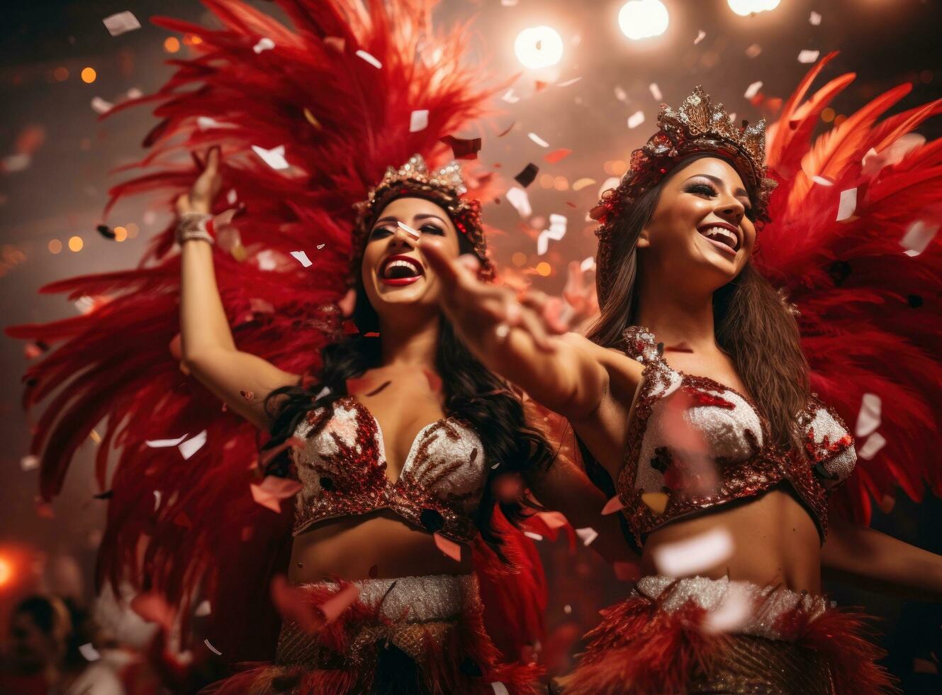 Girl with feathers dressed up at carnival photo