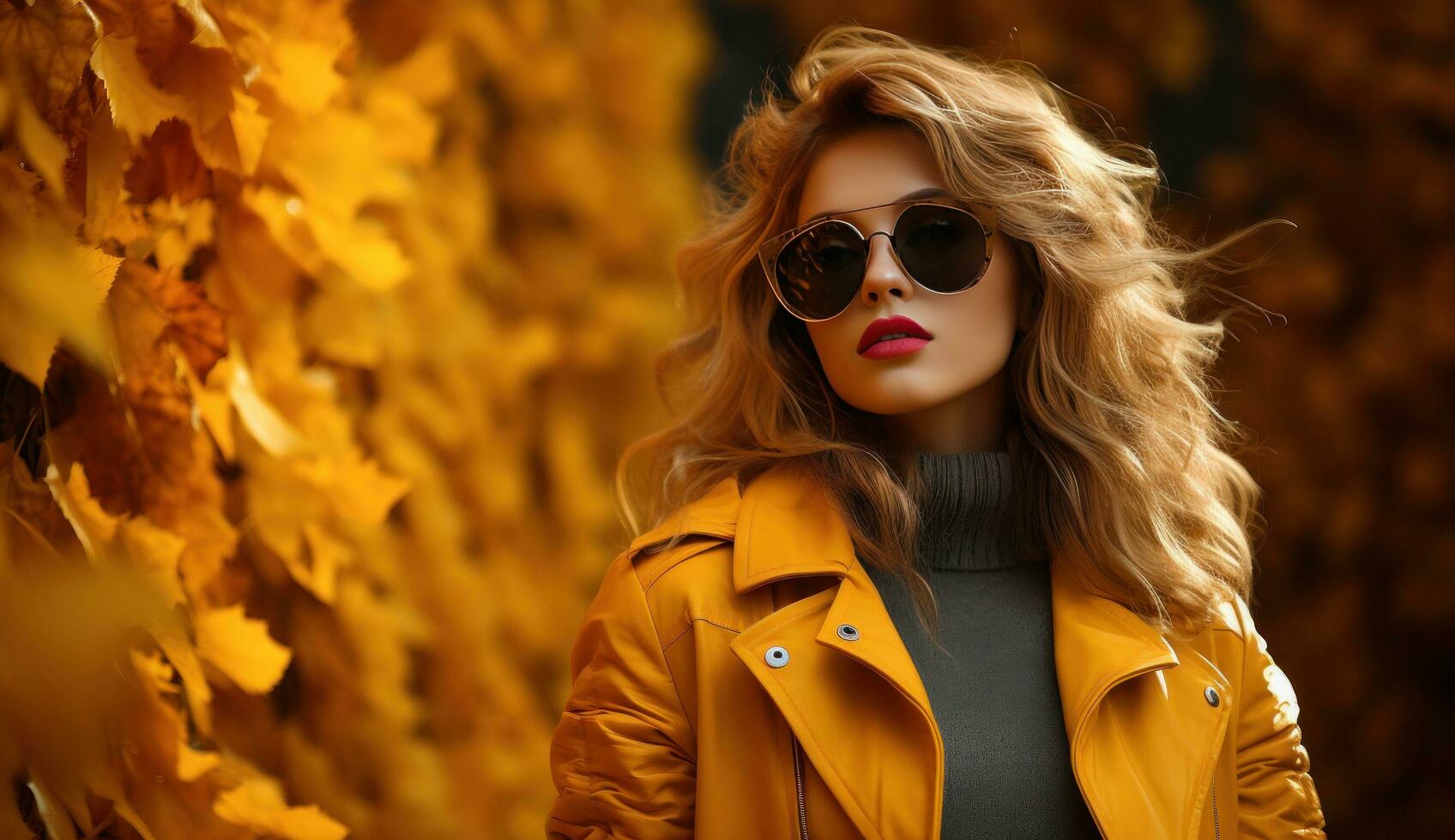 otoño antecedentes con hermosa mujer foto