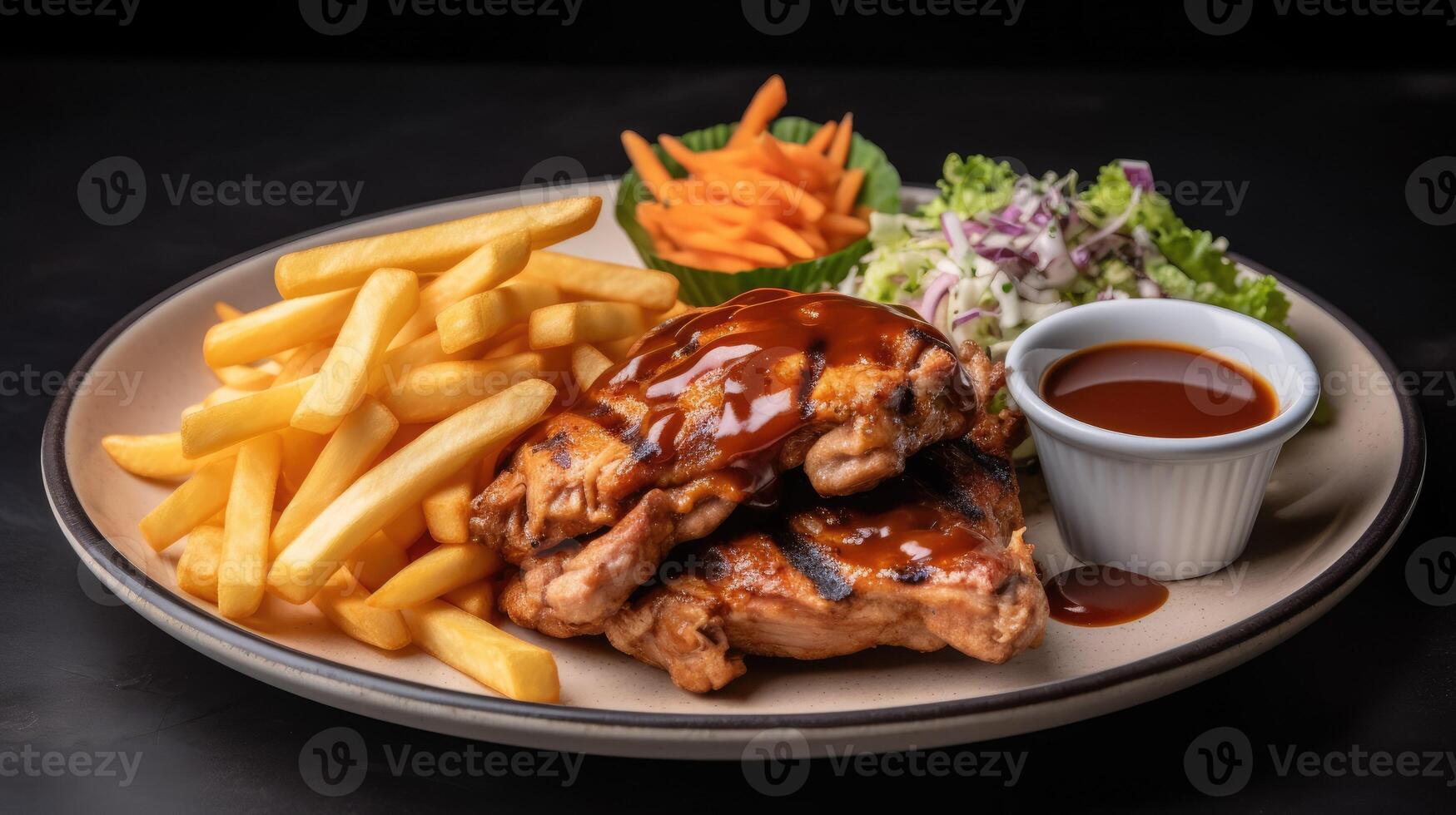 Grilled steak with french fries photo
