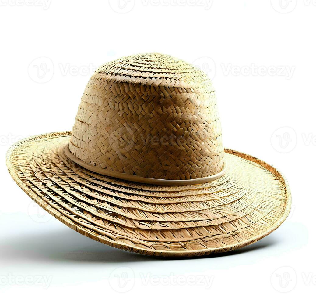 Straw hat isolated on white background with empty space around it AI Generated photo