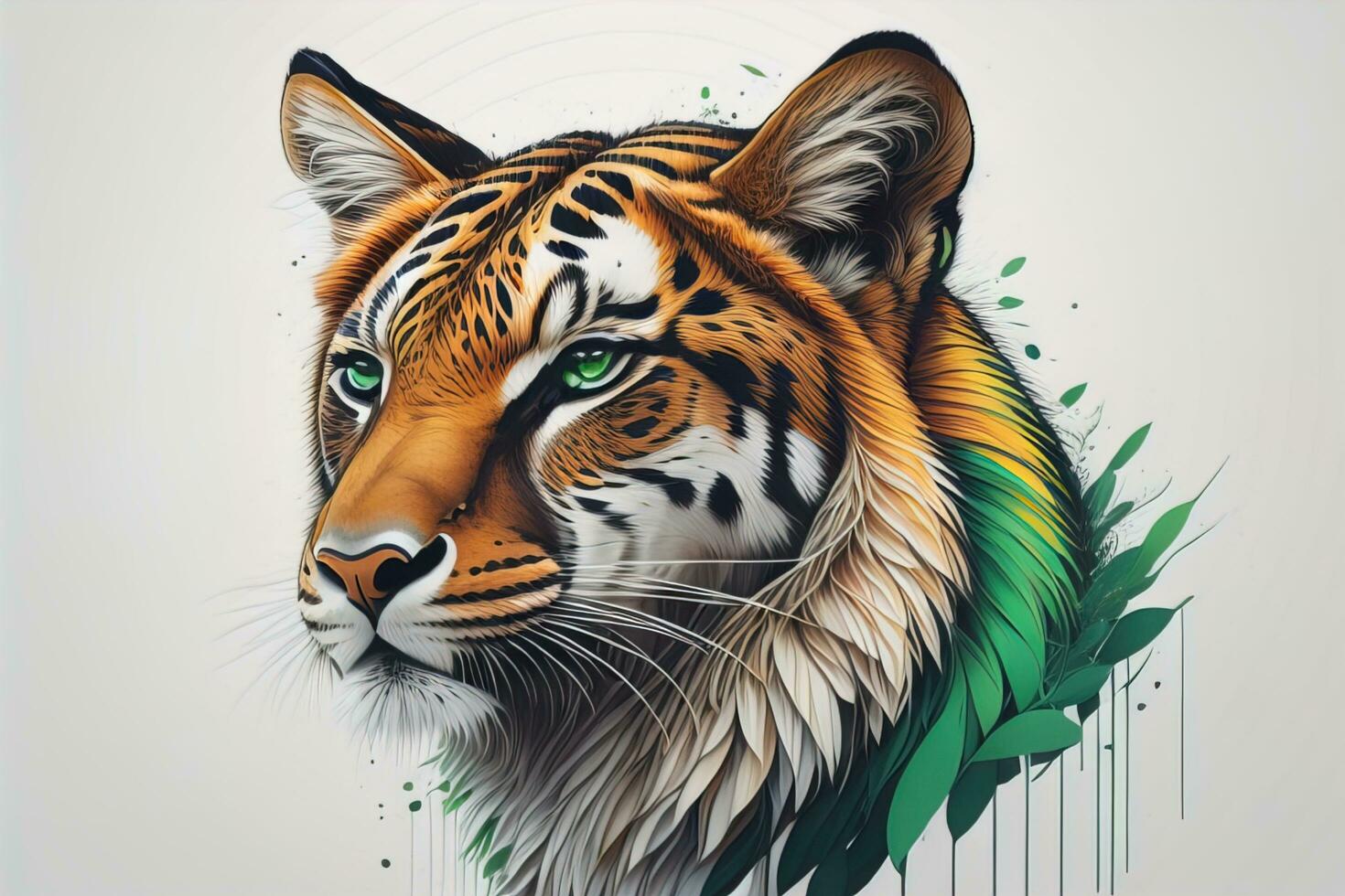Tiger head with colorful background. ai generative photo