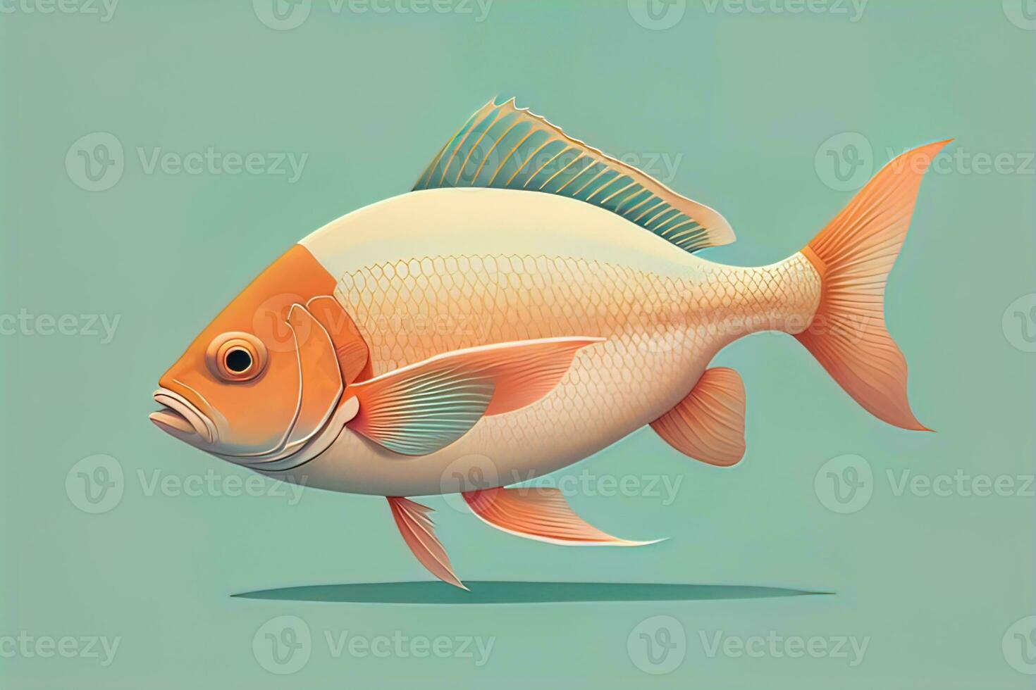 Illustration of a fish on a blue background, vector illustration. ai generative photo