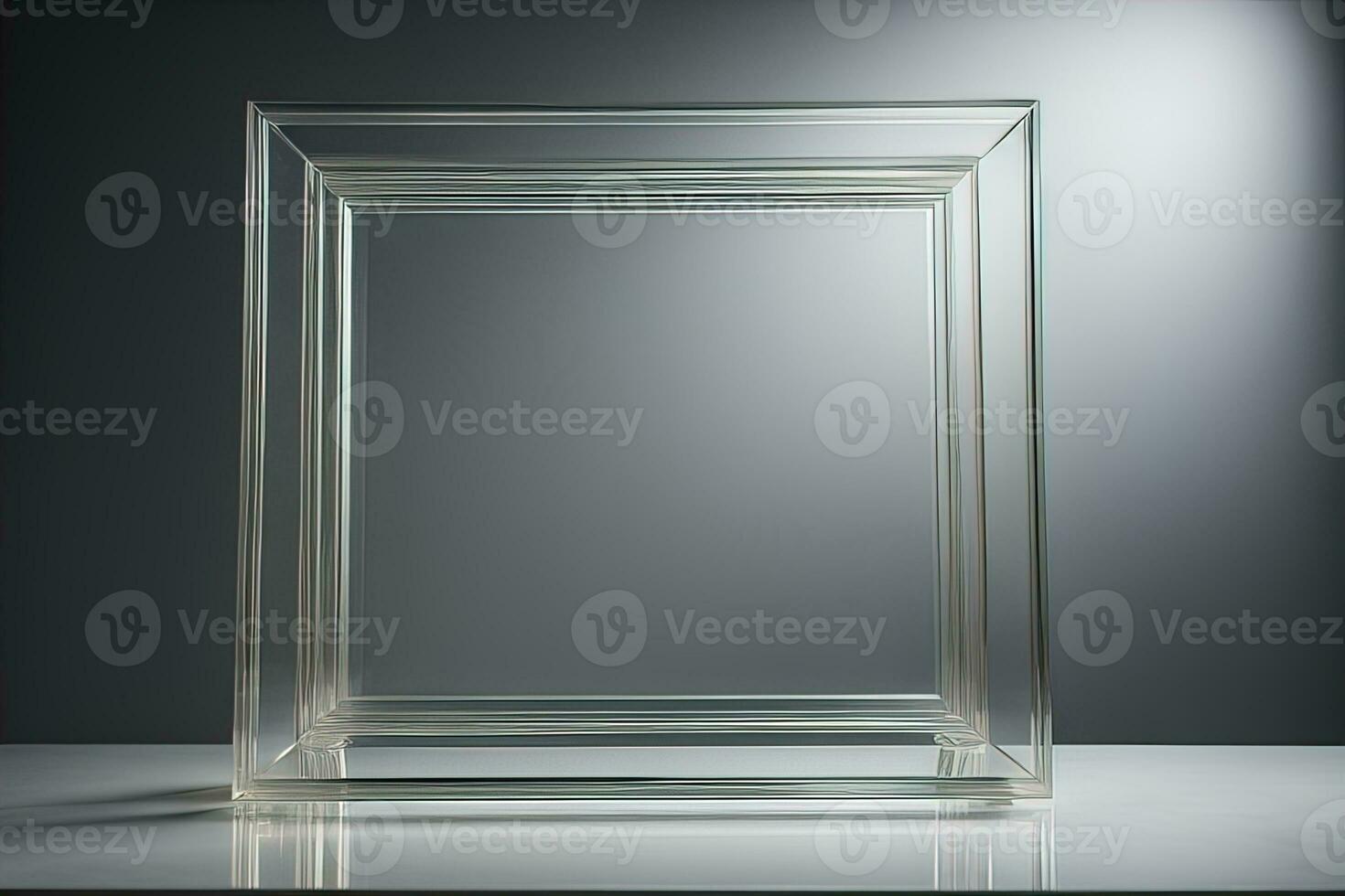 Glass picture frame on a solid color background. ai generative photo